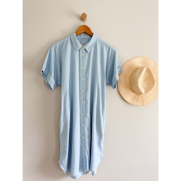 J.Crew Factory | NWT Linen-blend belted mini shirtdress in Light blue | Sz M - Picture 10 of 12